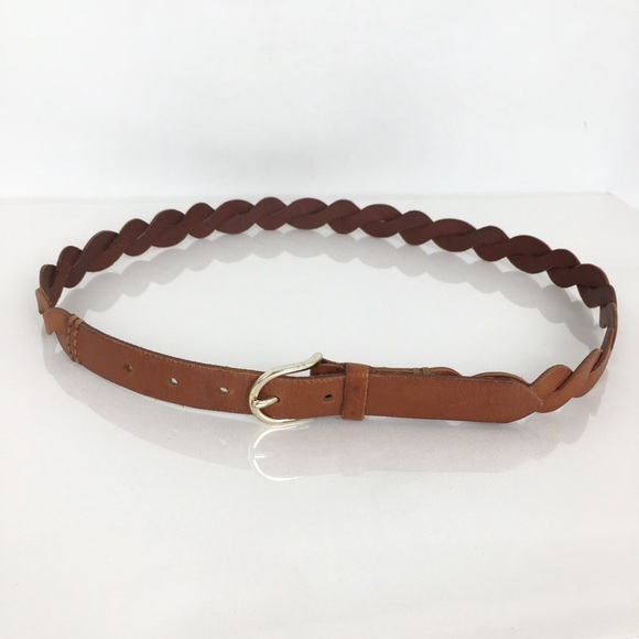Women’s Thin Brown Twisted Braided Leather Belt Preppy main image 4